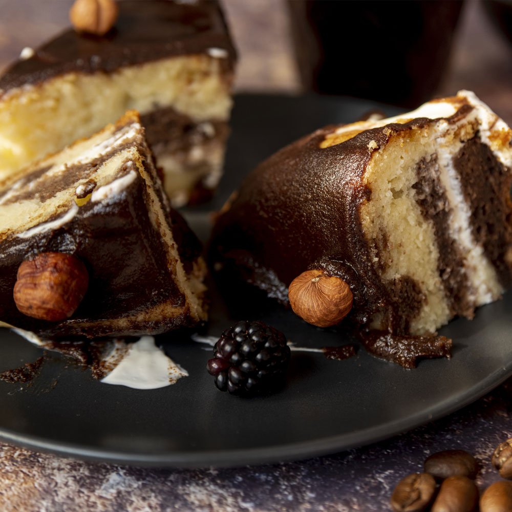 Brioche de praliné chocolate y avellanas