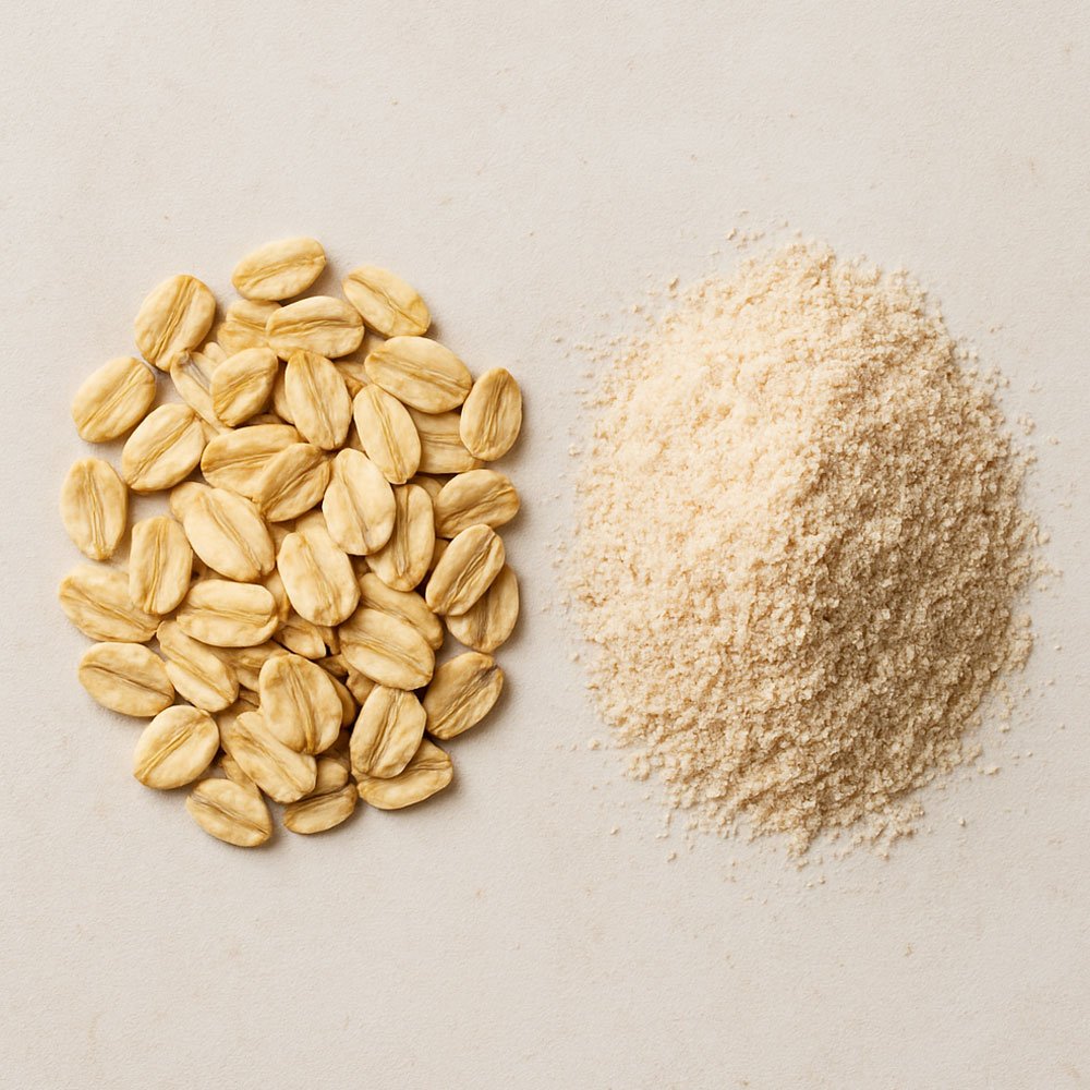 granos de avena y avena molida