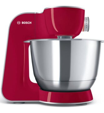 Amasadora Bosch MUM58720 en color rojo cereza, imagen destacada del producto.