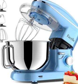 Imagen destacada de batidora amasadora Facelle 1500w en color azul con bol de acero inoxidable