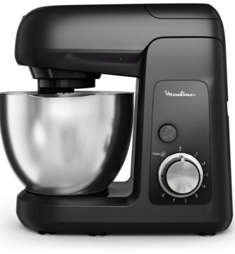 Amasadora Moulinex Bake Partner con bol de acero inoxidable vista lateral