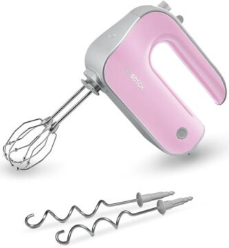 Imagen destacada de la batidora amasadora Bosch rosa, perfecta para repostería casera.