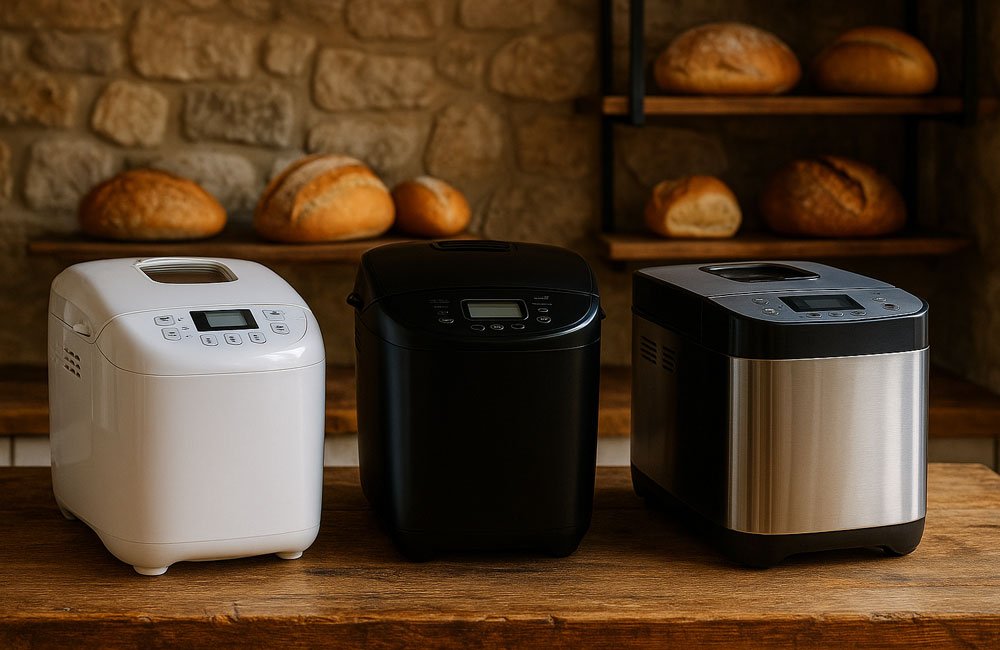 Panificadora automática haciendo pan en cocina casera