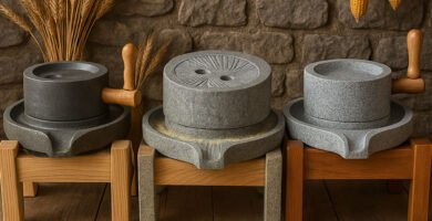 Molino de pidra para hacer harina junto a otros en una casa rural de campo